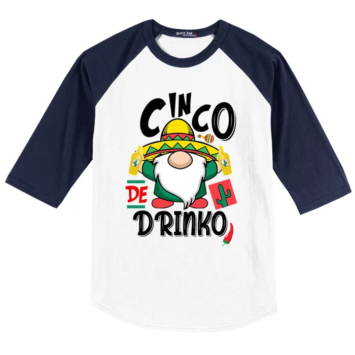 Cinco De Drinko Gnome Baseball Sleeve Shirt