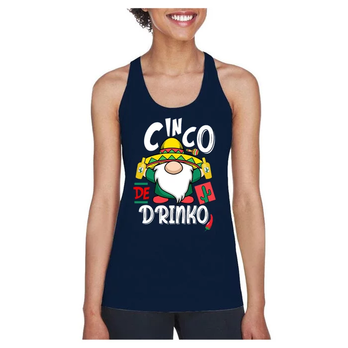 Cinco De Drinko Gnome Women's Racerback Tank