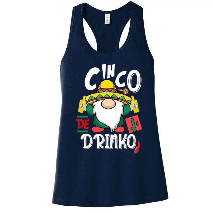 Cinco De Drinko Gnome Women's Racerback Tank