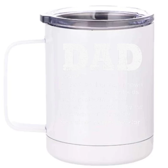 Christian Dad Definition Father Day Prayer Warrior Daddy Front & Back 12oz Stainless Steel Tumbler Cup