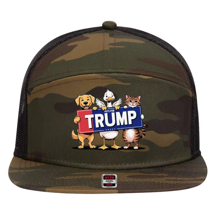 Cat Duck Dog Pets For Trump Gift 7 Panel Mesh Trucker Snapback Hat