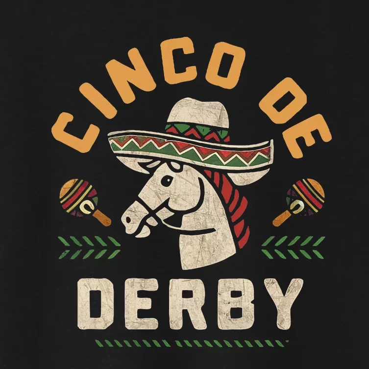 Cinco De Derby Funny Horse Racing Derby Party Sombrero Women's Crop Top Tee