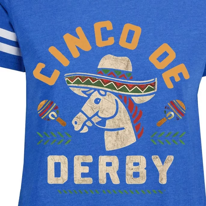 Cinco De Derby Funny Horse Racing Derby Party Sombrero Enza Ladies Jersey Football T-Shirt