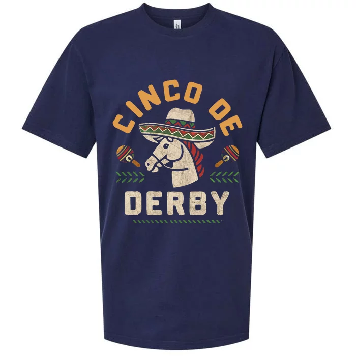 Cinco De Derby Funny Horse Racing Derby Party Sombrero Sueded Cloud Jersey T-Shirt