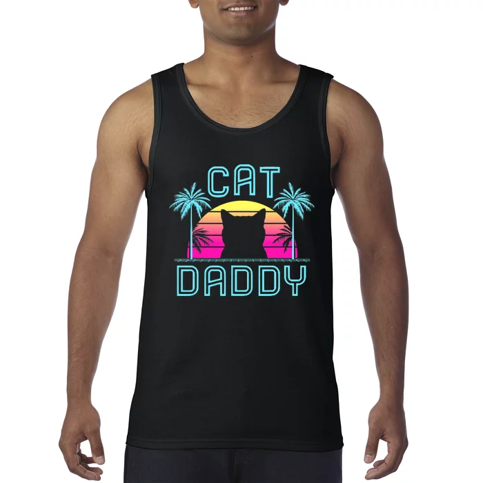 Cat Daddy Dad fathers day retro cat papa Tank Top