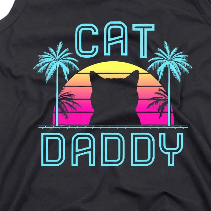 Cat Daddy Dad fathers day retro cat papa Tank Top