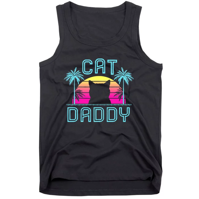 Cat Daddy Dad fathers day retro cat papa Tank Top