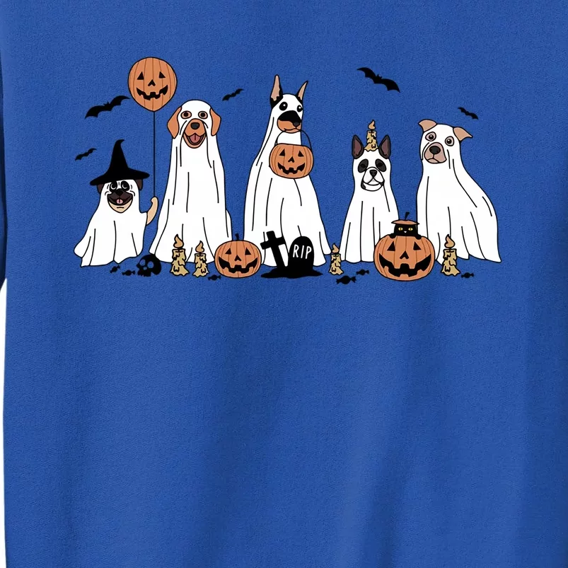 Cute Dog Dressed As Ghost Halloween Funny Boo Dog Lov Funny Gift Tall Sweatshirt