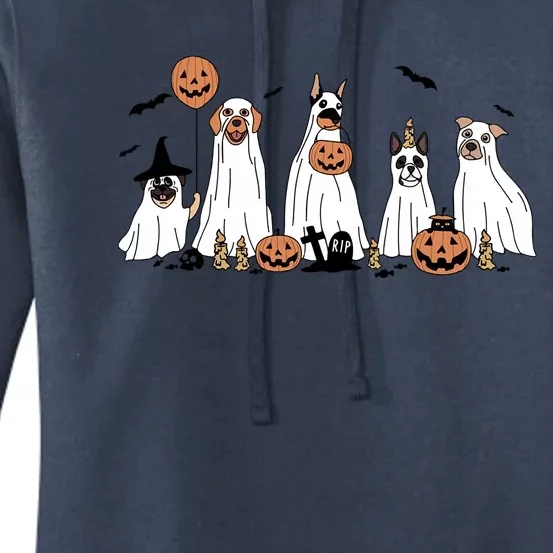 Cute Dog Dressed As Ghost Halloween Funny Boo Dog Lov Funny Gift Women's Pullover Hoodie