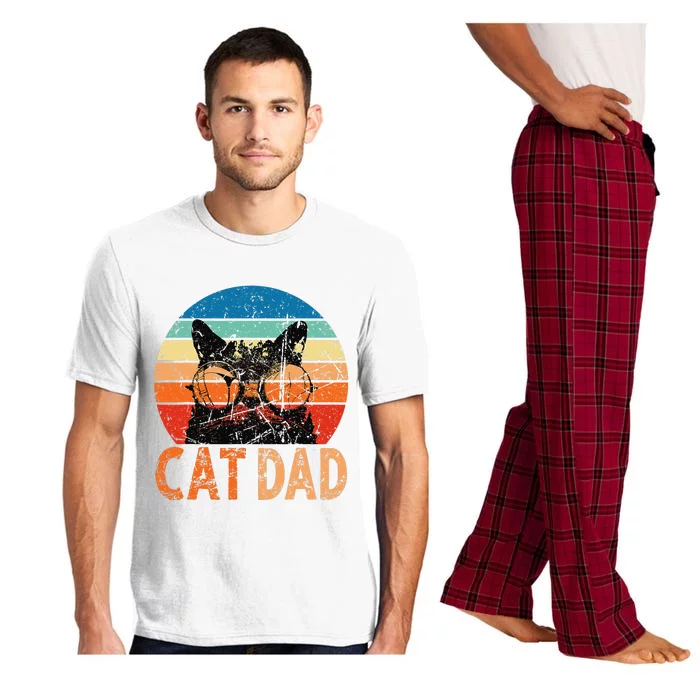 Cat Dad Daddy Funny Retro Cat Dad Father's Day Pajama Set