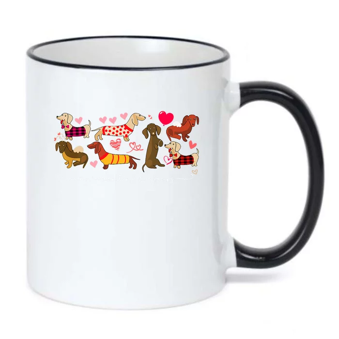 Cute Dachshund Dogs Gift For Valentines Day Black Color Changing Mug