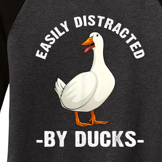 Cute Duck Design Aquatic Bird Duck Lovers Women's Tri-Blend 3/4-Sleeve Raglan Shirt