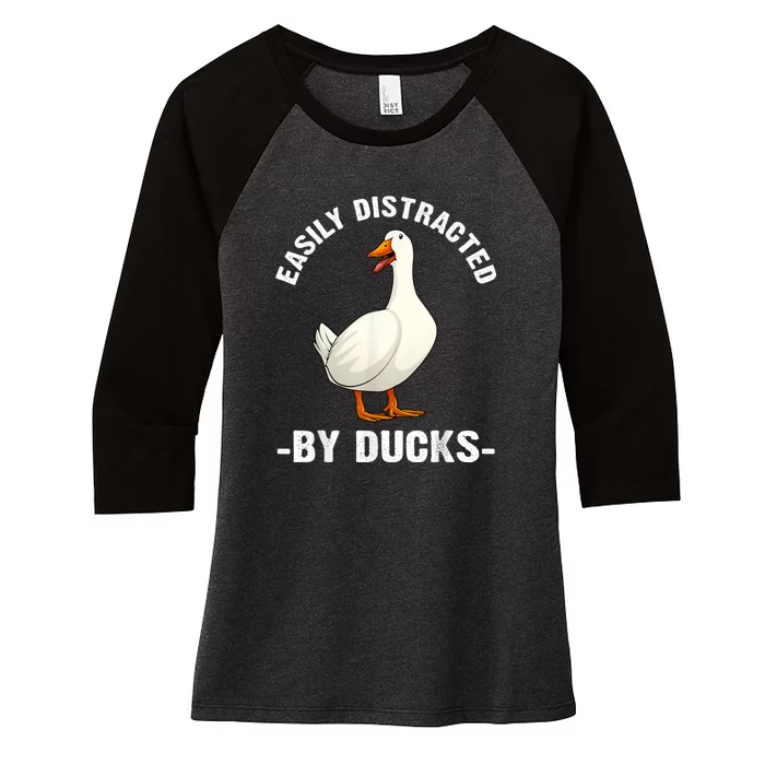 Cute Duck Design Aquatic Bird Duck Lovers Women's Tri-Blend 3/4-Sleeve Raglan Shirt