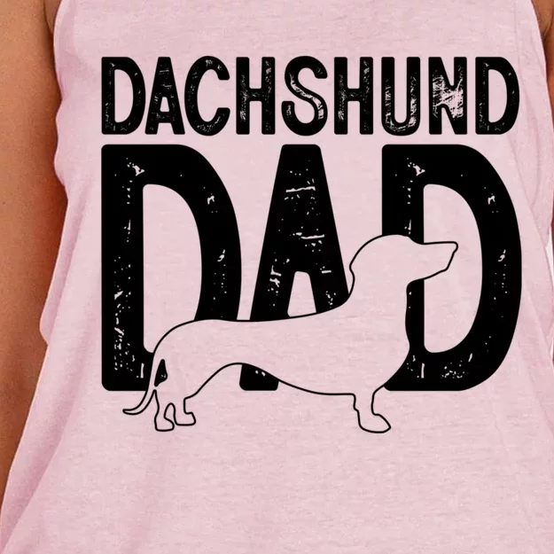 Cute Dachshund Dog Dad Puppy Lover Father Gift Women's Knotted Racerback Tank