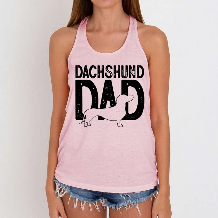 Cute Dachshund Dog Dad Puppy Lover Father Gift Women's Knotted Racerback Tank