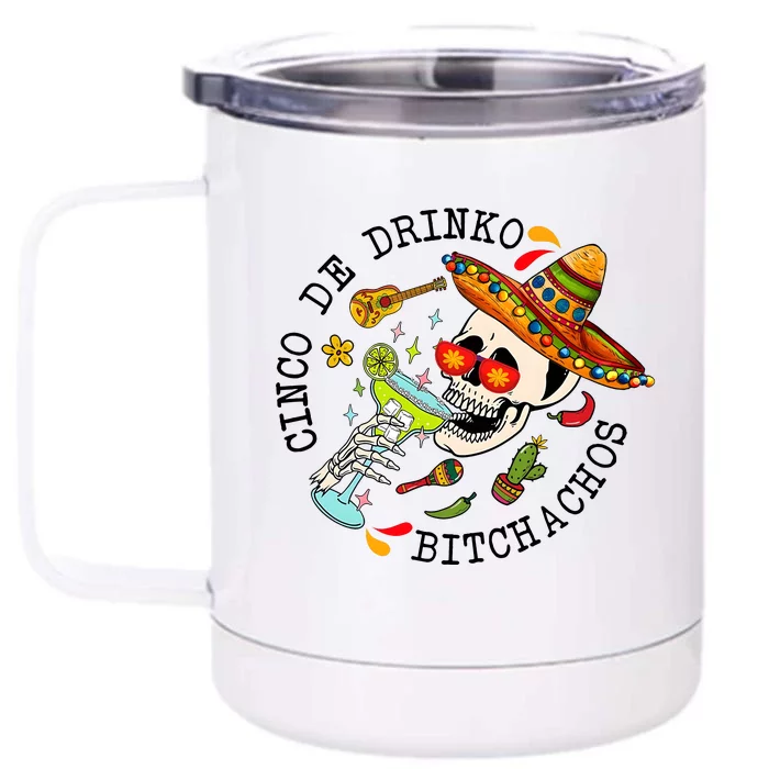 Cinco De Drink Funny Cinco De Mayo Day Drinking Front & Back 12oz Stainless Steel Tumbler Cup