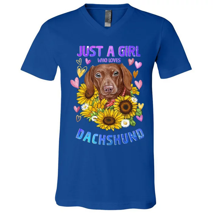 Cute Dachshund Dog Loving Puppy Lover Gift V-Neck T-Shirt