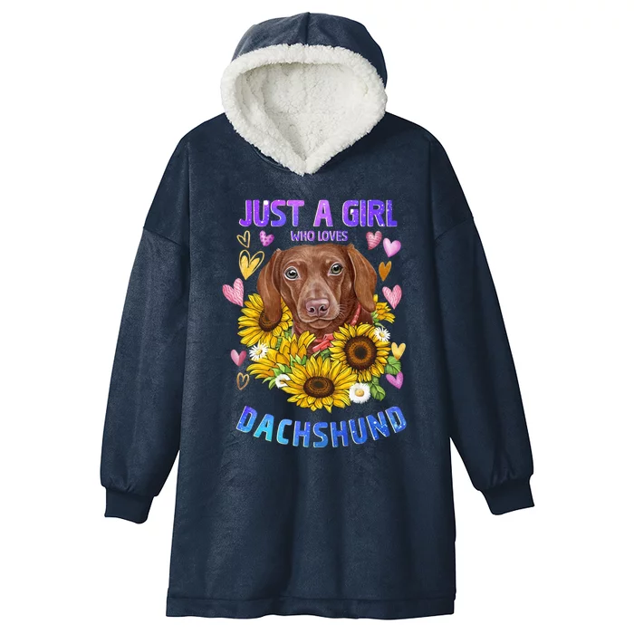 Cute Dachshund Dog Loving Puppy Lover Gift Hooded Wearable Blanket