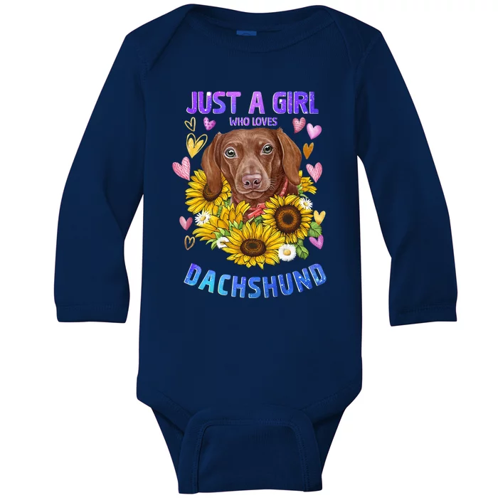 Cute Dachshund Dog Loving Puppy Lover Gift Baby Long Sleeve Bodysuit