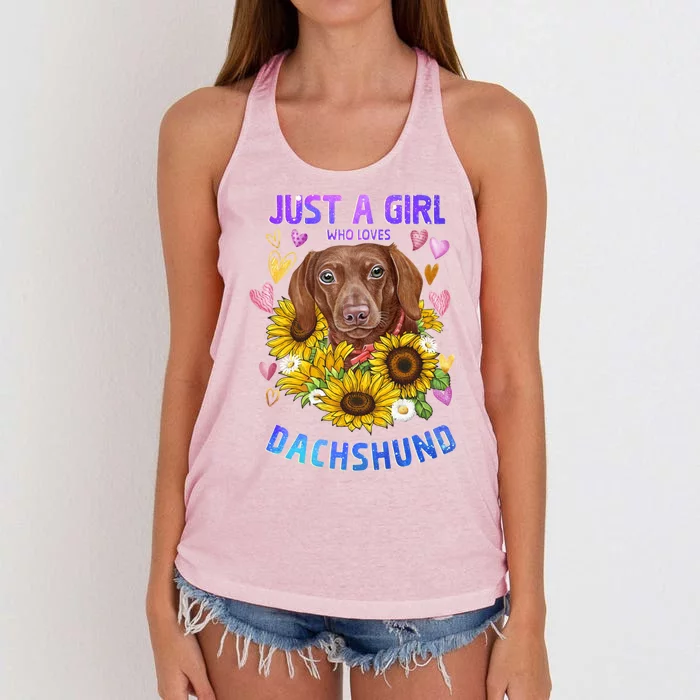 Cute Dachshund Dog Loving Puppy Lover Gift Women's Knotted Racerback Tank