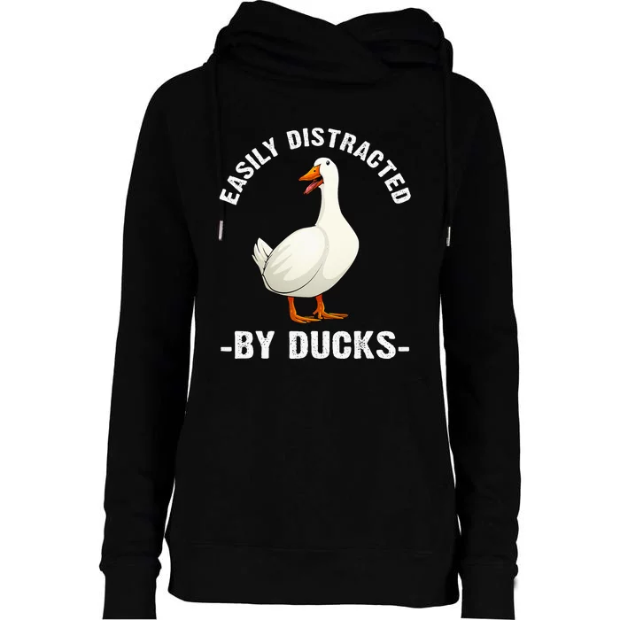 Cute Duck Design For Aquatic Bird Duck Lovers Womens Funnel Neck Pullover Hood