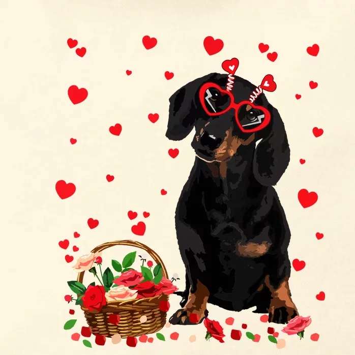 Cute Dachshund Dog Valentines Day Gifts Puppy Heart Flowers Zip Tote Bag