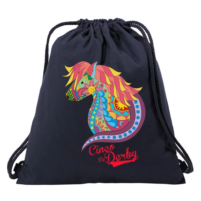 Cinco De Derby Mexican Kentucky Horse Race Drawstring Bag