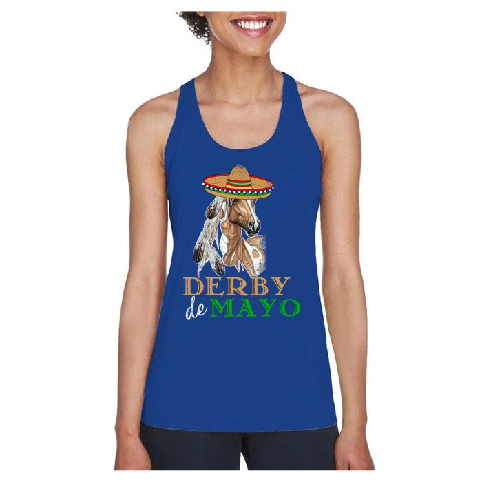 Cinco De Derby Gift Mexican Kentucky Horse Race Gift Women's Racerback Tank