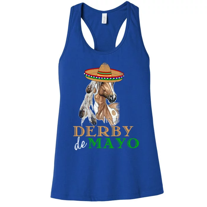 Cinco De Derby Gift Mexican Kentucky Horse Race Gift Women's Racerback Tank