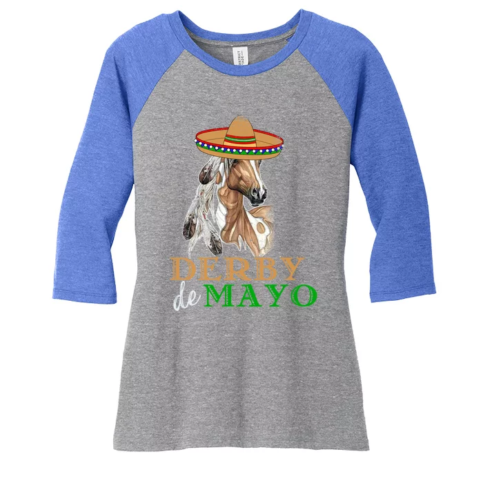 Cinco De Derby Gift Mexican Kentucky Horse Race Gift Women's Tri-Blend 3/4-Sleeve Raglan Shirt