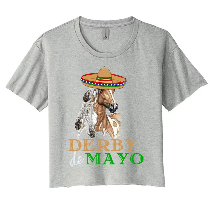 Cinco De Derby Gift Mexican Kentucky Horse Race Gift Women's Crop Top Tee