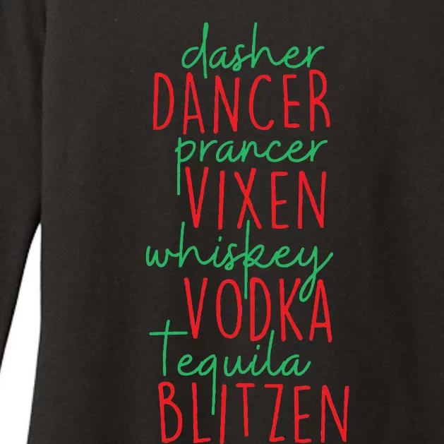 Christmas Dasher Dancer Prancer Vixen Whiskey Vodka Womens CVC Long Sleeve Shirt