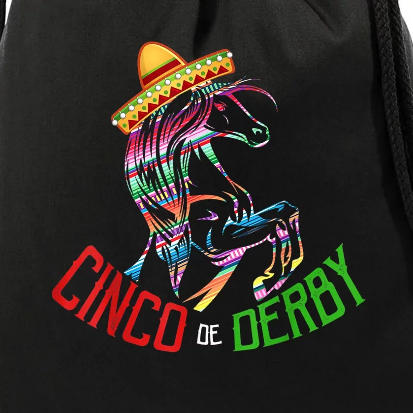 Cinco De Derby Mayo Sombrero Horse Race Kentucky Party Drawstring Bag