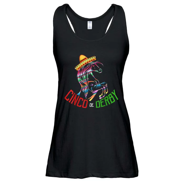 Cinco De Derby Mayo Sombrero Horse Race Kentucky Party Ladies Essential Flowy Tank