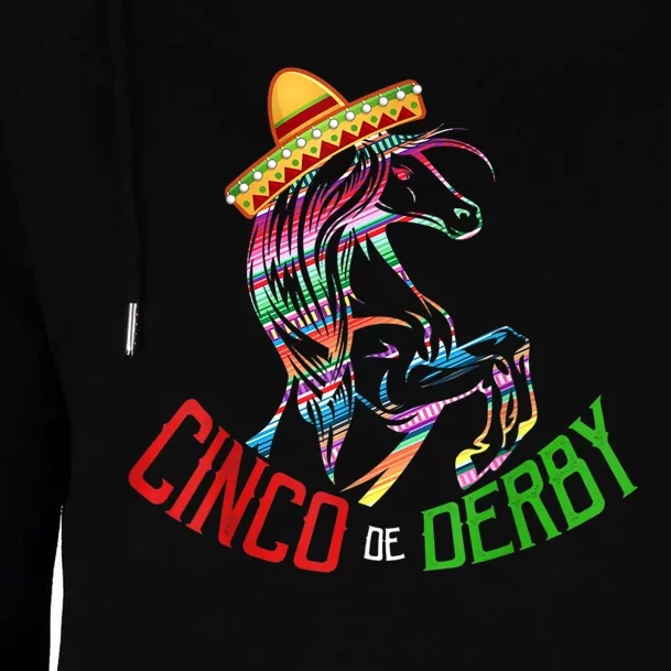 Cinco De Derby Mayo Sombrero Horse Race Kentucky Party Womens Funnel Neck Pullover Hood