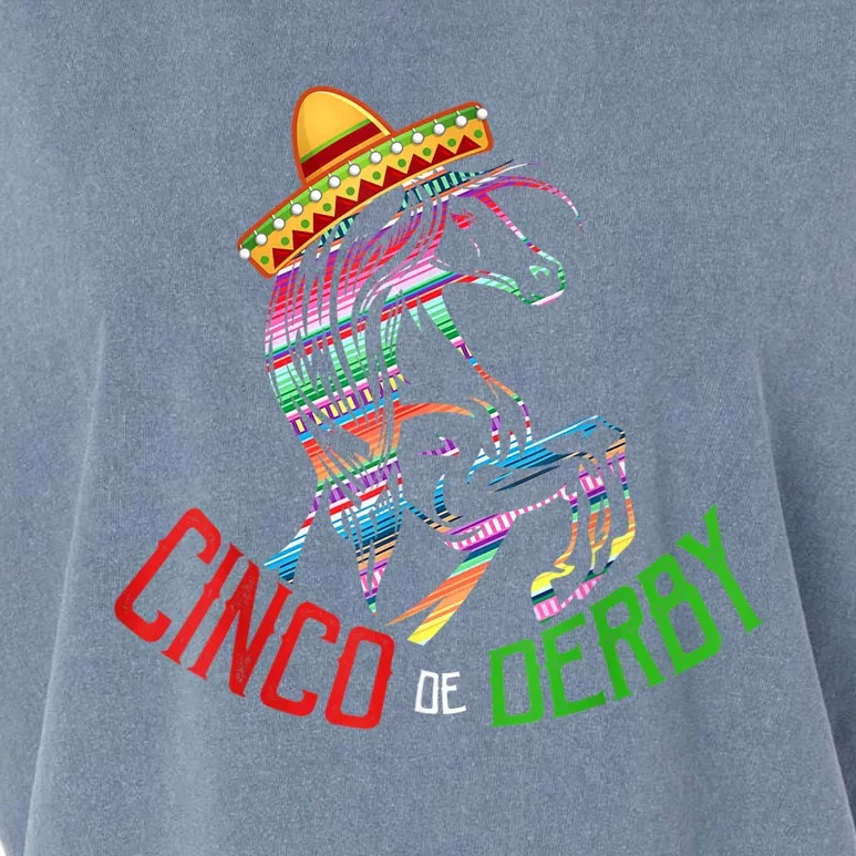 Cinco De Derby Mayo Sombrero Horse Race Kentucky Party Garment-Dyed Women's Muscle Tee