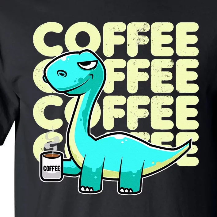 Cute Dinosaur Drinking Coffee Kawaii Neko Anime Tall T-Shirt