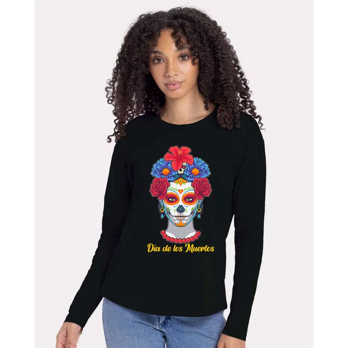 Celebrating Dia De Los Muertos Day Of The Day Womens Cotton Relaxed Long Sleeve T-Shirt