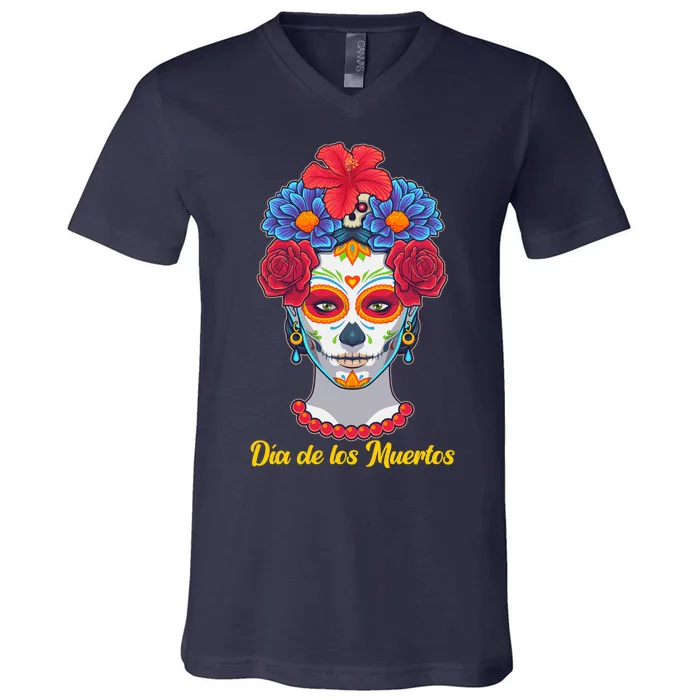 Celebrating Dia De Los Muertos Day Of The Day V-Neck T-Shirt