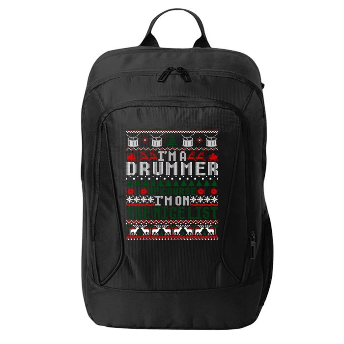 Christmas Drum Drummer Gift Ugly Xmas Sweater Gift City Backpack