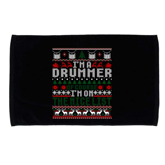 Christmas Drum Drummer Gift Ugly Xmas Sweater Gift Microfiber Hand Towel