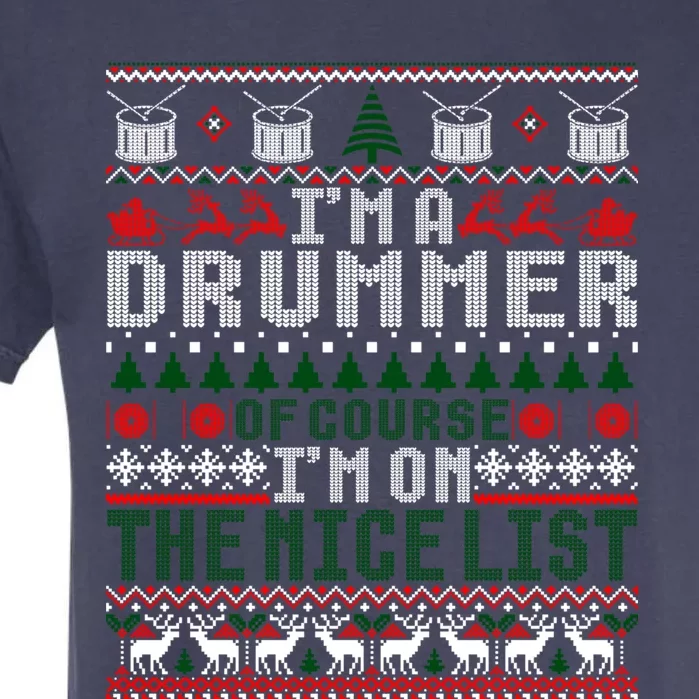 Christmas Drum Drummer Gift Ugly Xmas Sweater Gift Garment-Dyed Heavyweight T-Shirt