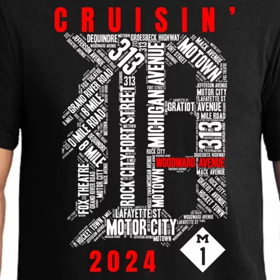 Cruisin Detroit D Woodward Avenue Ave 2024 M1 Pajama Set