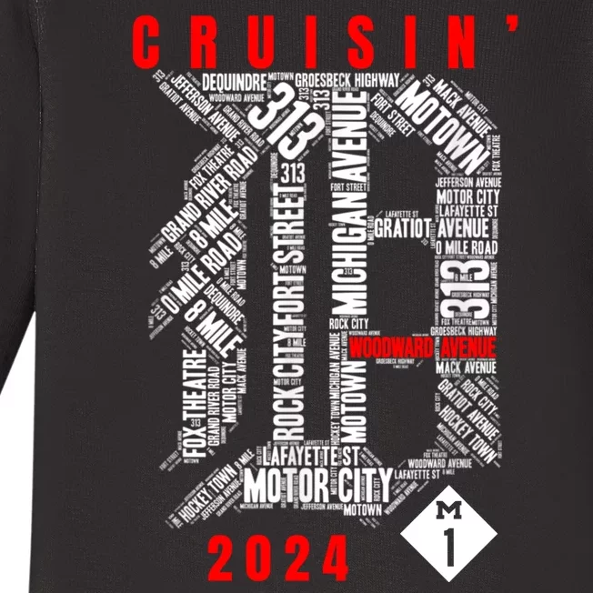 Cruisin Detroit D Woodward Avenue Ave 2024 M1 Baby Long Sleeve Bodysuit