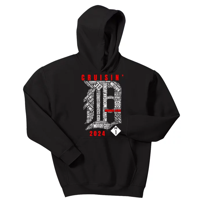 Cruisin Detroit D Woodward Avenue Ave 2024 M1 Kids Hoodie