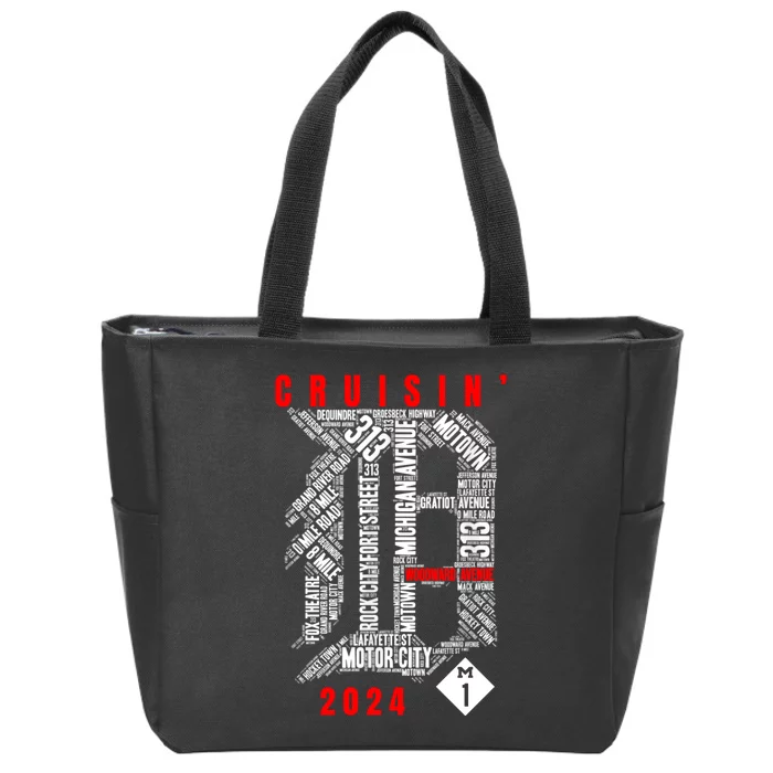 Cruisin Detroit D Woodward Avenue Ave 2024 M1 Zip Tote Bag