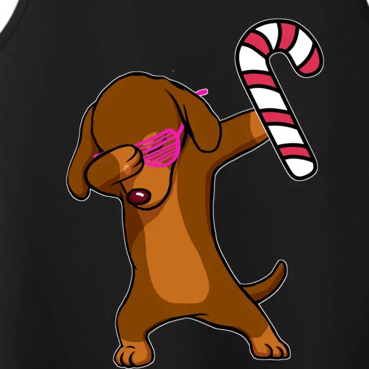 Christmas Dabbing Dachshund Puppy Dog Candy Cane Dance Gift Performance Tank