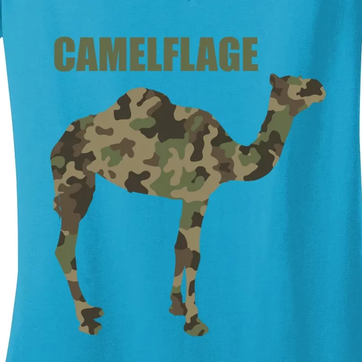 Camel Dromedary Dessert Animal Cool Gift Camel Camelflage Gift Women's V-Neck T-Shirt