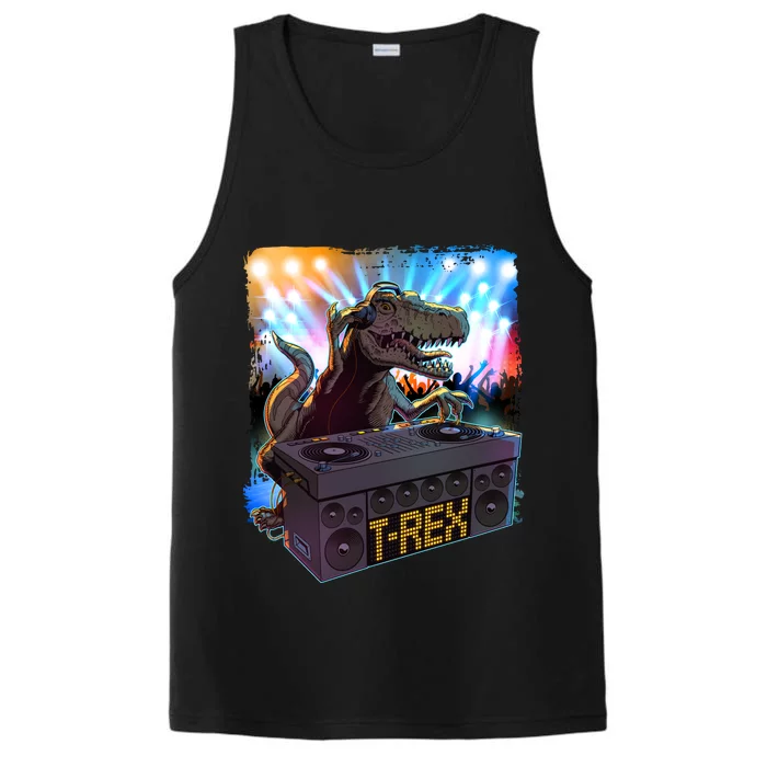 Cool DJ Dance Party TRex Dinosaur Performance Tank