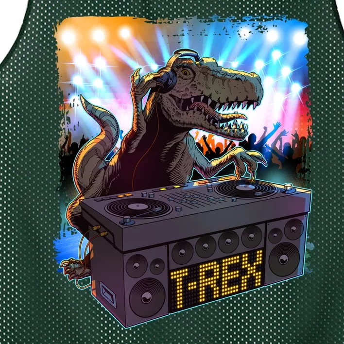 Cool DJ Dance Party TRex Dinosaur Mesh Reversible Basketball Jersey Tank